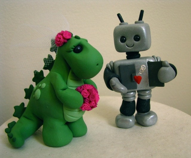DEPOSIT custom DINO LOVE wedding cake topper