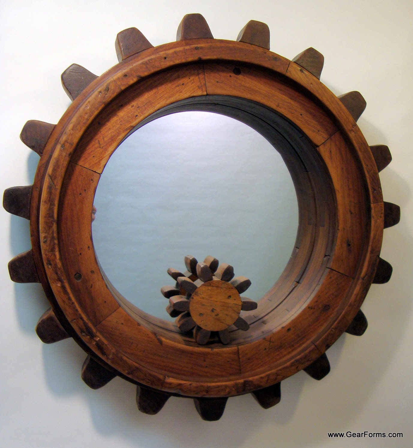 Large Honduras Mahogany Sprocket Gear Ring - Antique Foundry Mold Pattern