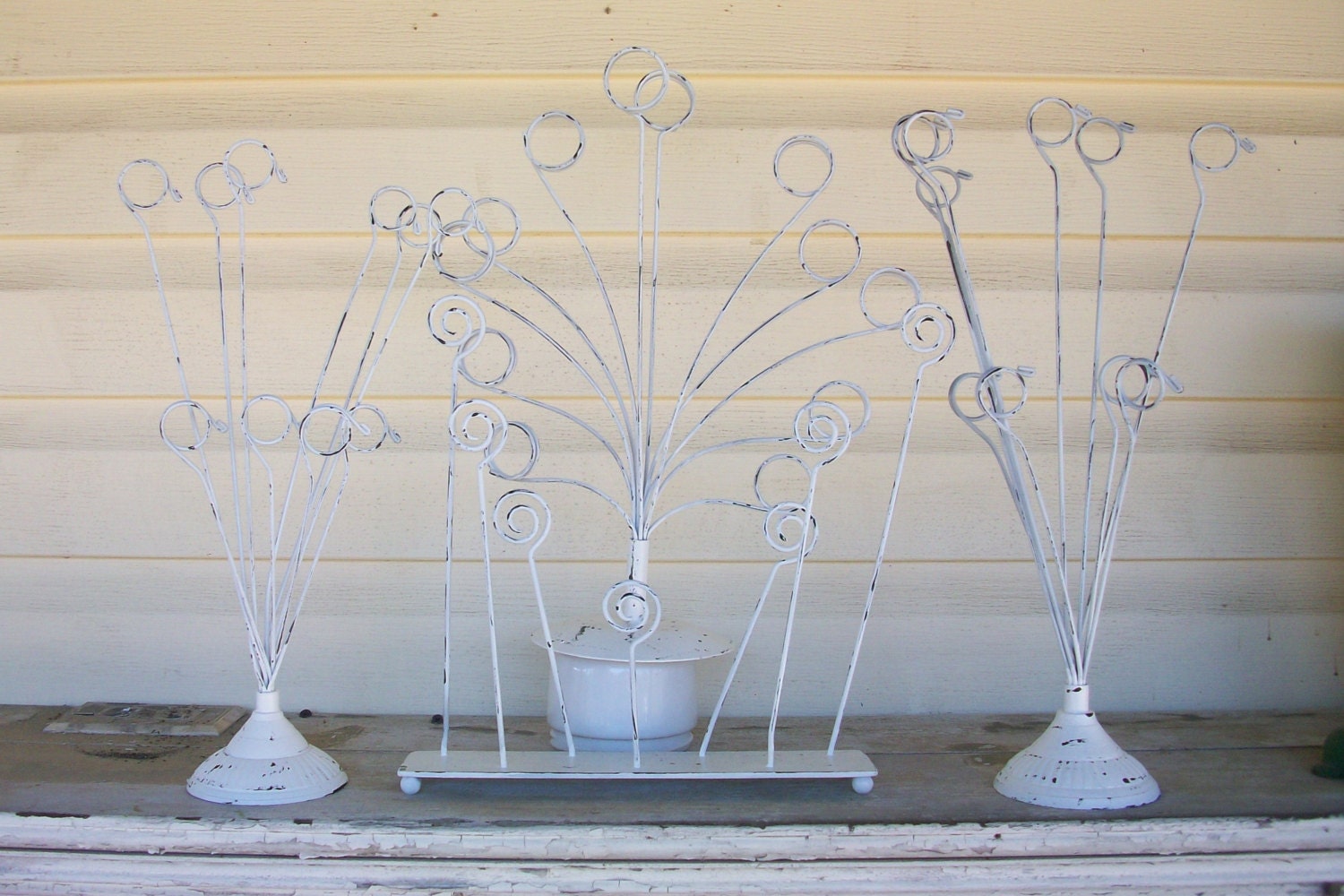 4 Shabby Chic Chippy White Picture Holders