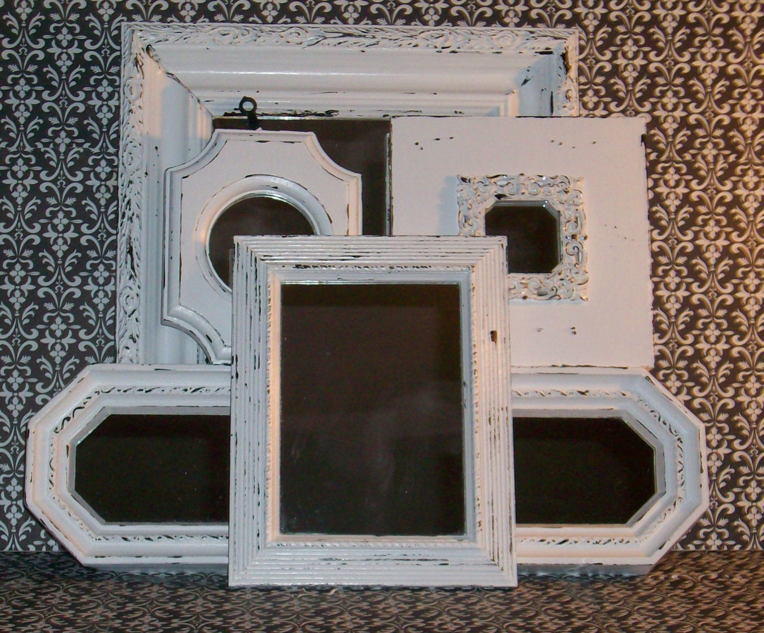 5 Shabby Chic Chippy White Wall Mirrors