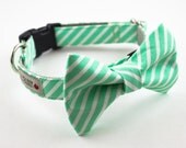 Bright Mint Stripes Dog Bow Tie Collar