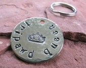 Hand Stamped Tripawd Queen Brass Dog or Cat Pet Tag