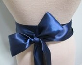 Navy Simple Ribbon sash, wedding belt satin ribbon, bridesmaid wedding dress accessory