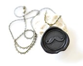Personalized Wax Seal Necklace - Mustache - 10 Colors Available