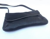 Classic black leather clutch, women black leather purse