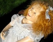 Vintage OOAK Realistic Large Artist Doll Naughty Little Girl Character - Anne Mitrani Polymer Clay Happy Redhead Triplet Sister Funny Quirky