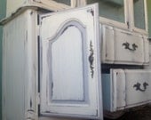 Chippy French China Cabinet Hutch White Gray Blue Distressed MADE TO ORDER