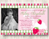 Strawberry Cupcake Printable Photo Invitation for Birthday Party or Baby Shower DIY Invite by BeeAndDaisy Il_170x135