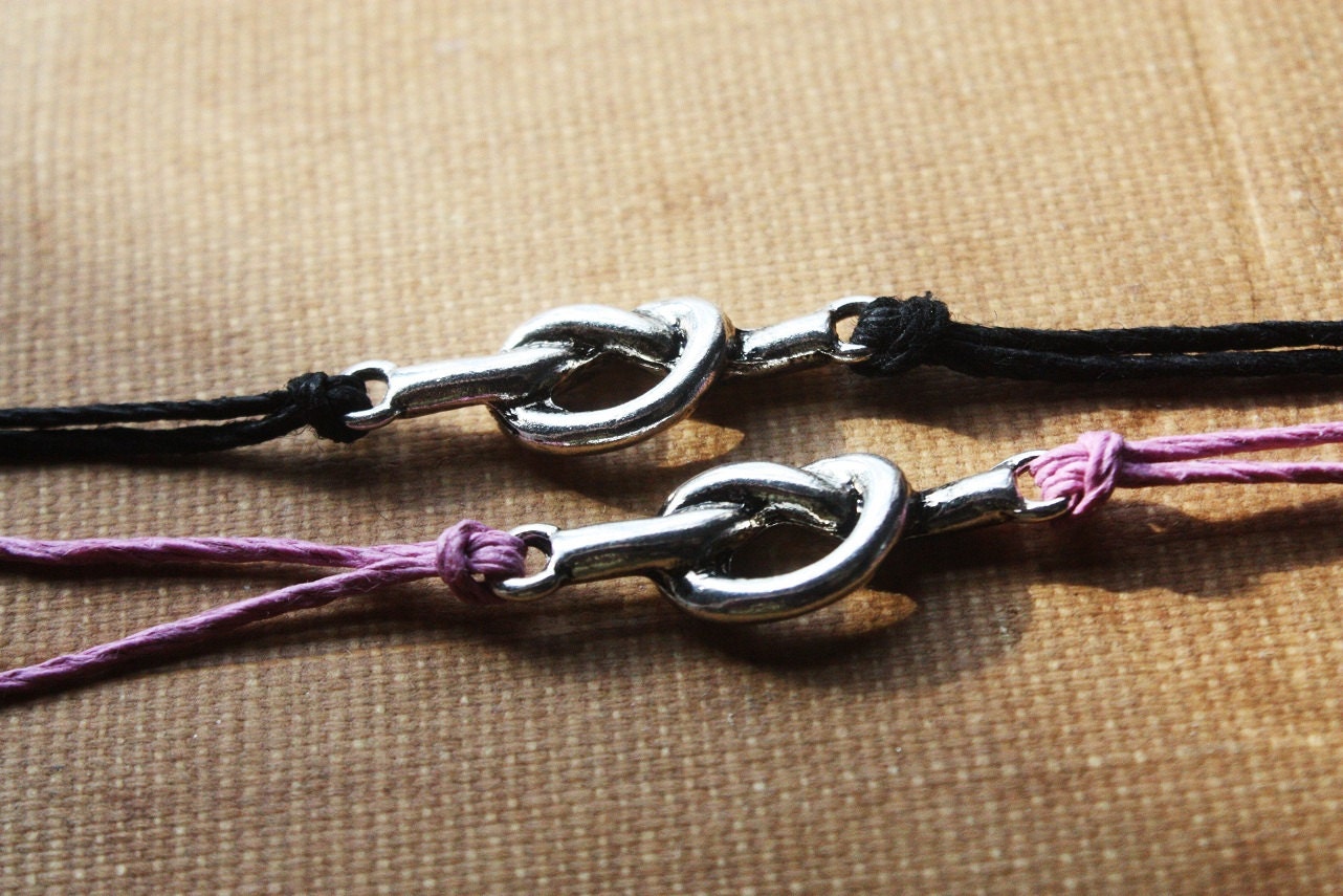 Tibetan Silver Love Knot Charm Bracelet Wraps - Love or Relationship Knot - Connection in Silver Men & Women - Unisex Wraps