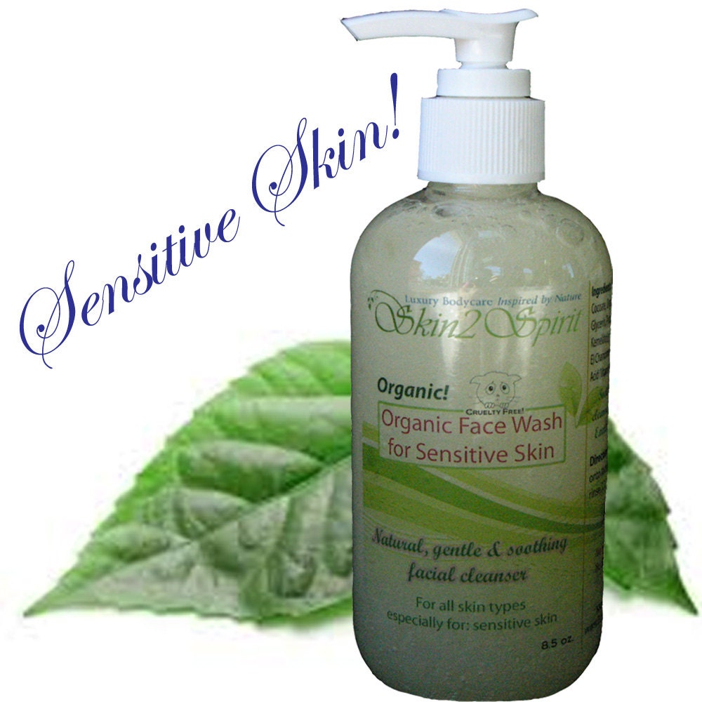 UNSCENTED Face Wash for Sensitive Skin - Organic - Natural -  No Fragrances - No Toxins  - 8.3 oz