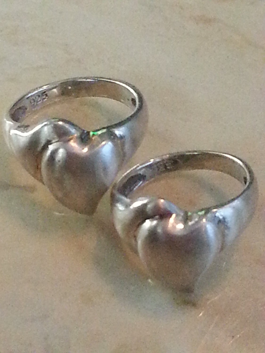 Vintage Sterling Silver 2 Hearts Ring 925 Promise Ring Love Romance Gift 1980s