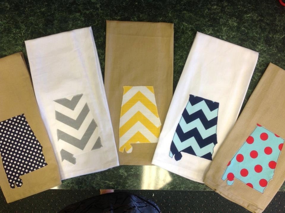 2 Alabama decorative kitchen towels, You choose fabrics and towel color.