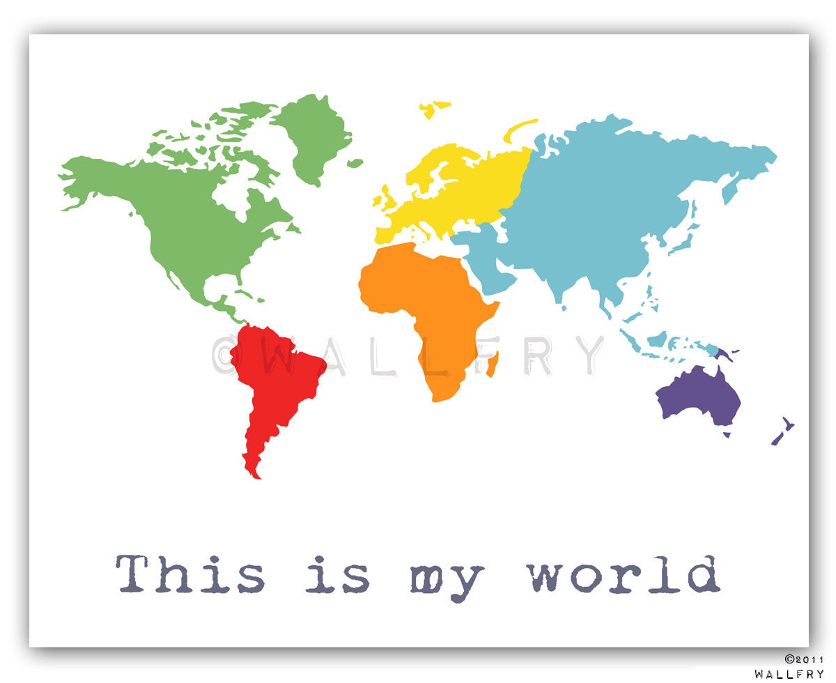World Map Children decor. Kids wall art for children. Baby nursery decor. Kids playroom art, children prints. 11x14 nursery print by WallFry