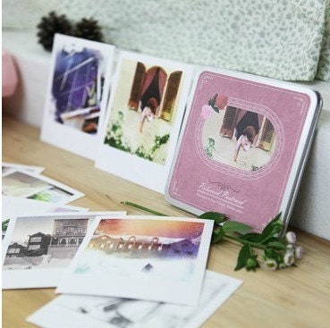 Korea DIY decoden Cards Set in tin box - painting illustrated polaroid