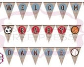 Printable Banner -  All Star Sports for Baby Boy by JoJo Inspired Customized Baby Shower or Party