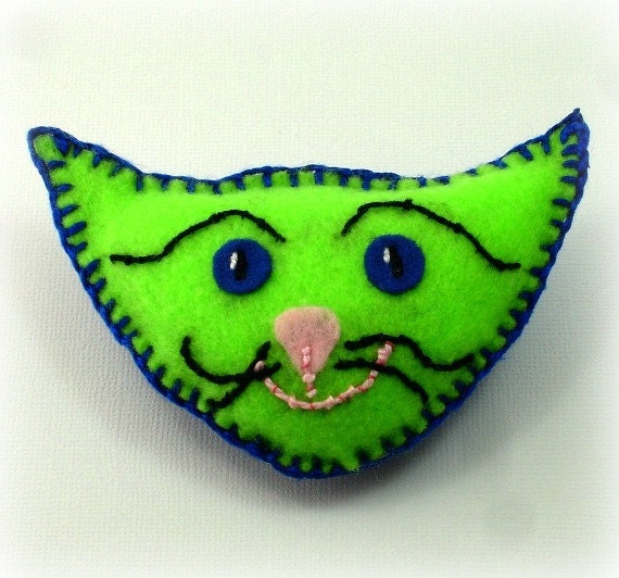 Catnip Toss Toy - Neon Green and Cobalt Blue Felt