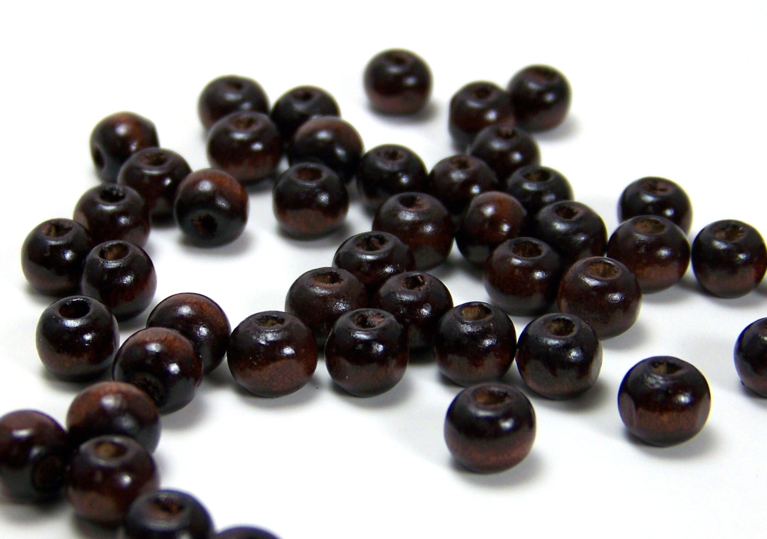 8mm Dark Brown Wood Beads, handcut round, 100 eco-friendly wooden beads (277R)