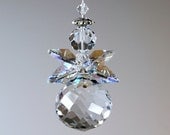 m/w Swarovski Crystal 30mm Mozart Ball AB Double Winged Chubby Angel Sun Catcher
