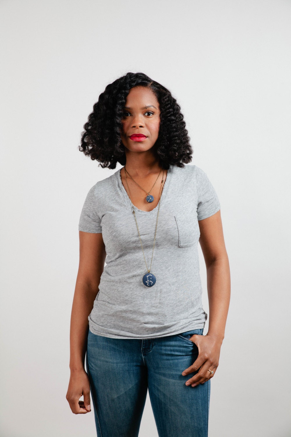 Pisces Zodiac Constellation Cross Stitch Embroidery Necklace