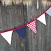 Reversible All American and Aqua and Red Banner - blue and red Banner, Spring Fabric Pennant, garland, photo prop home decoration