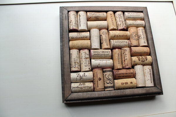 Wine Cork Trivet Kit - Reclaimed wood DIY craft kit -  ebony stain - wine cork crafts