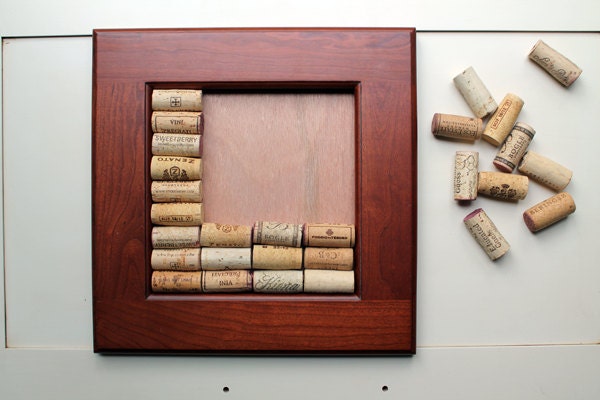 Cork Crafts - DIY Wine Cork Bulletin Board - reclaimed wood - distressed wood - brown DIY kit