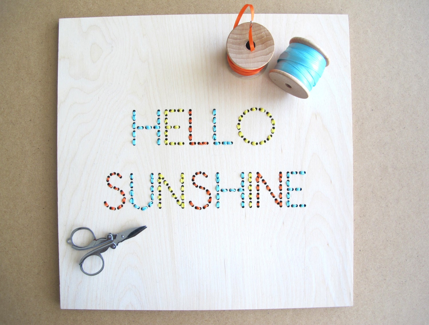 hello sunshine  - laser cut and embroidered wall art