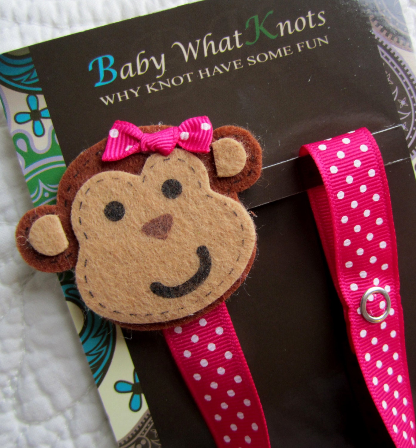 Baby Girl Pacifier Clip, Monkey Pacifier Clip, Baby Pacifier Clip