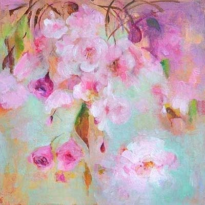 JAPANESE CHERRY  Original Abstract Painting on stretched Canvas 12 x 12