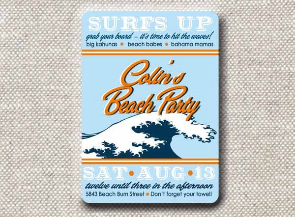 Beach Party Invitation . Surf's Up (Boy) Collection . by Loralee Lewis