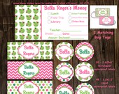 Back to School Combo Pack - Froggy Girl - includes waterproof labels, bag tags and money stickers
