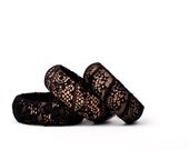 Black Lace bracelets. Lace Bangle Bracelet. Fashion Wood. Slim Wood bracelet