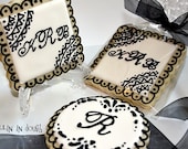 Wedding Cookies, Monogram Cookies, Monogram Wedding Cookies.- 1 Dozen