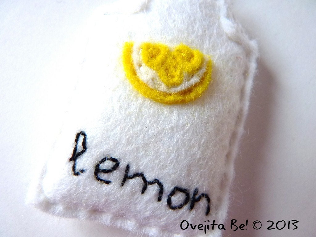 Felt bookmark, lemon teabag