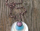 Enameled running necklace ocean blue, pink, white