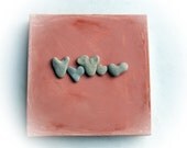 Unique Housewarming Gift - Canvas Ready to Hang -  genuine Heart shaped Beach stones rocks