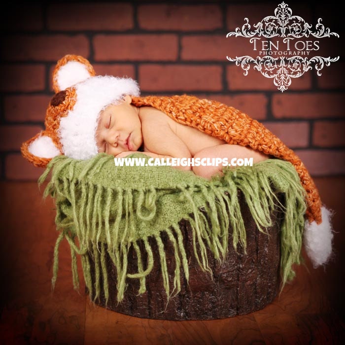 Instant Download Crochet Pattern- No 49 - Forest Fox- Cuddle Cape Set  -Photography Prop