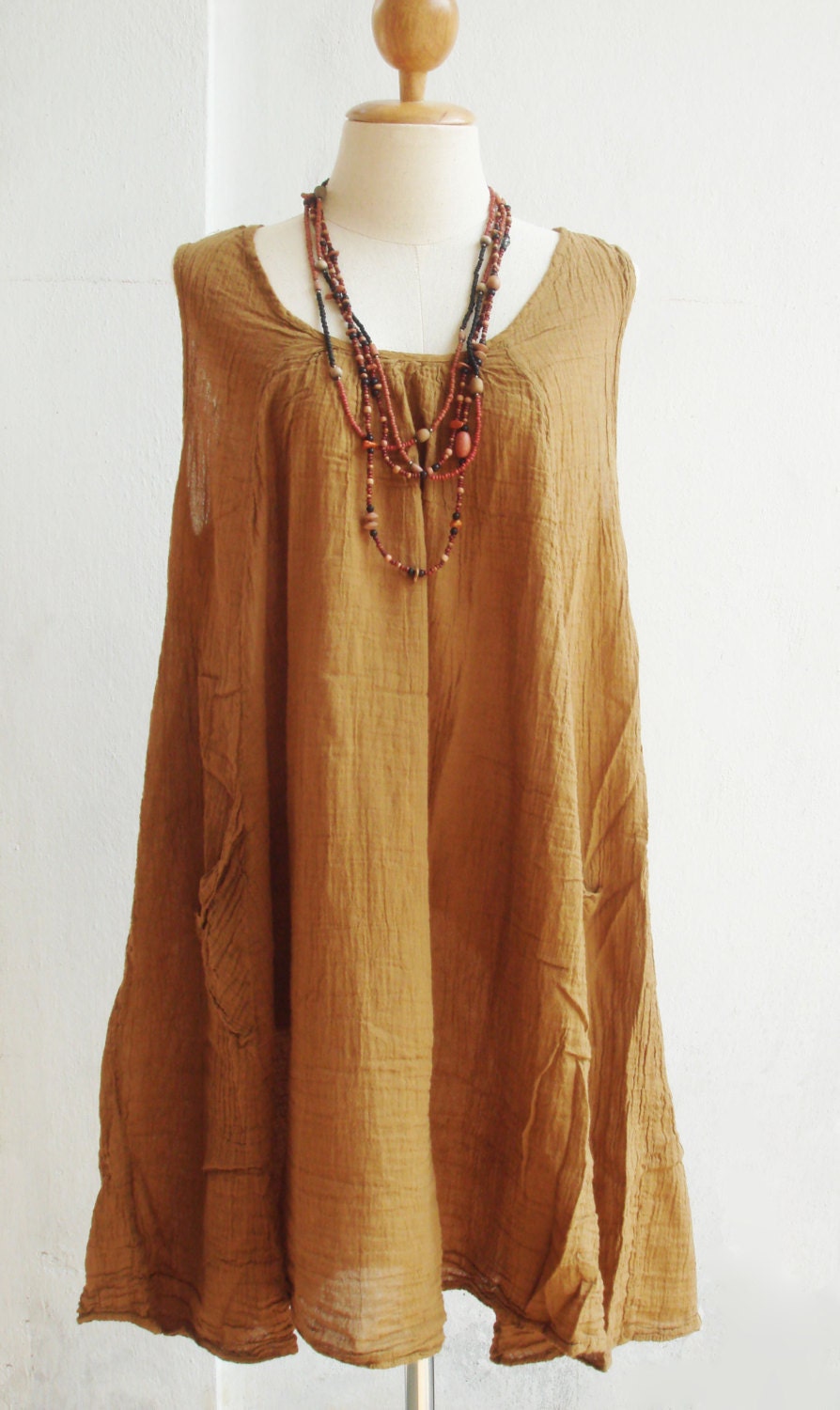 Caramel Maternity Brown Yellow Cotton Dress, yellow dress