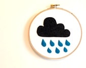 Rain Cloud Wall Art - 7 inch Embroidery Hoop