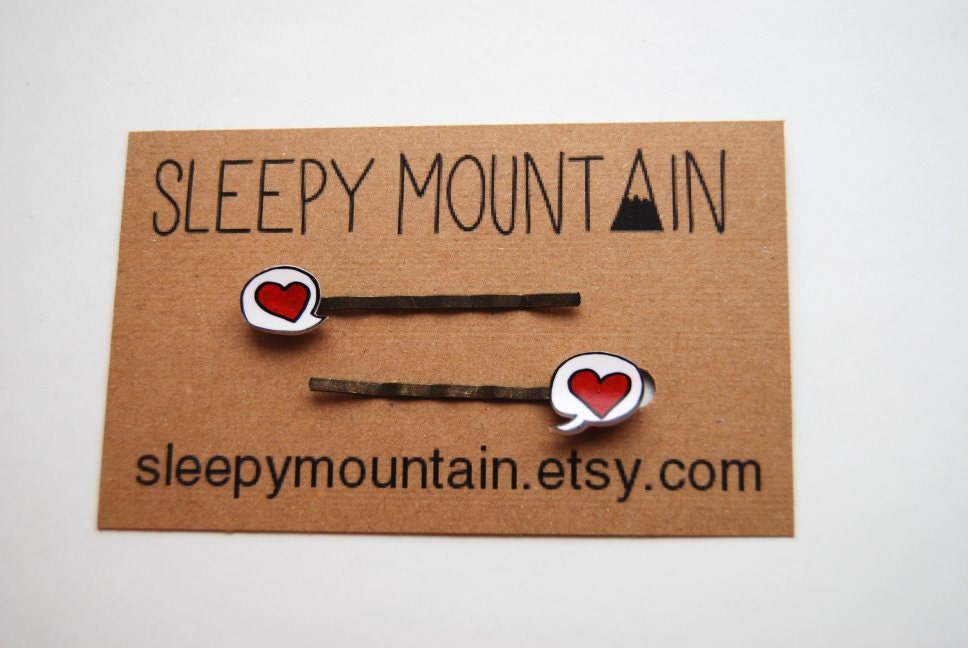 Tiny Heart Speech Bubble Love Bobby Pins