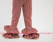 LAST PAIR Girls Double Ruffle Pants with Lady bug Polka Dots