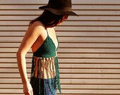 Poison Ivy Crochet Fringe Bikini / Festival Top in Teal / Pine Green