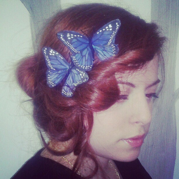 2 butterfly comb, bridal hair piece, whimsical wedding accessory, bridal head piece, woodland wedding