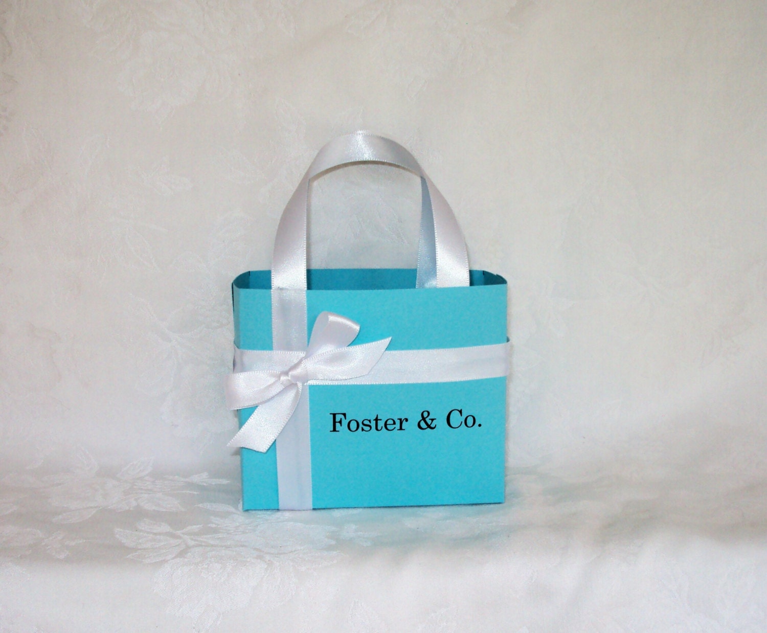 Set of 5 LARGE SIZE Personalized Tiffany Blue Gift Bags Favor Boxes other colors available