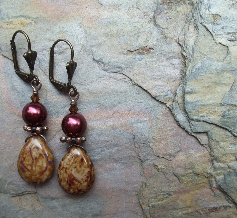 Coffee and Red Wine Earrings