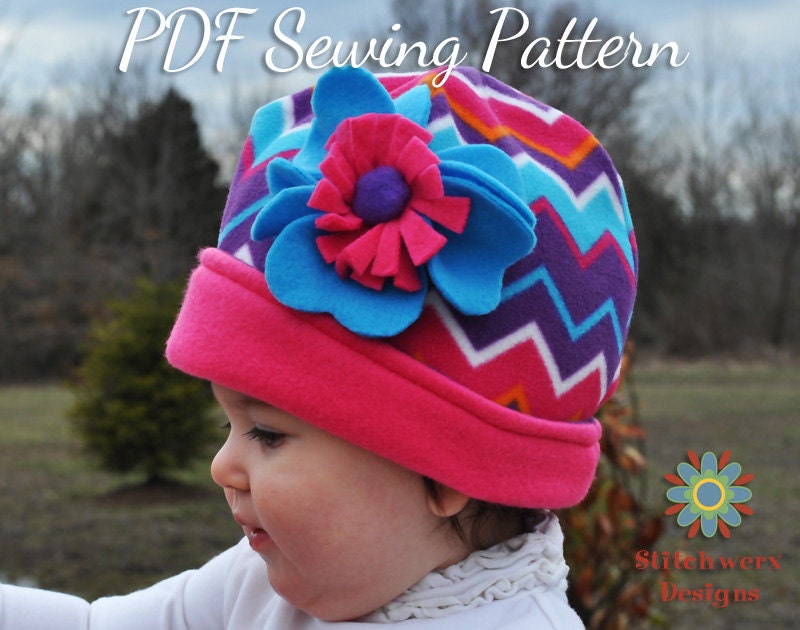 S109CHLD Hat PDF Sewing Pattern, Baby, Infant, Toddler, Girl, Boy, Child Sizes Included, Fleece or Knit Hat Pattern