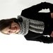 Light Gray Chunky Knit Cowl Scarf with Black Button