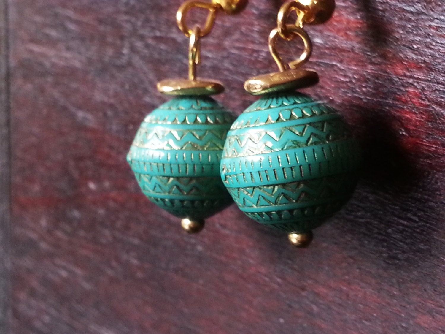 Tribal Jewelry // Turquoise and Gold Ancient Orbs