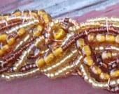 Browns and Golds Wire Crochet / Bead Embroidered Bracelet