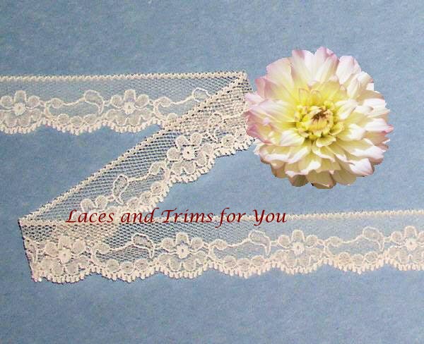12 Yards Ivory Vintage Floral Lace Trim 3/4 inch wide Fabric Trim N08A